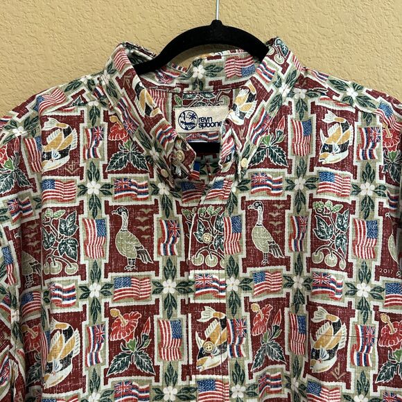 NWT Reyn Spooner Hawaiian Shirt Men 3XL Red Flag American Union Jack Button Down - Picture 4 of 7
